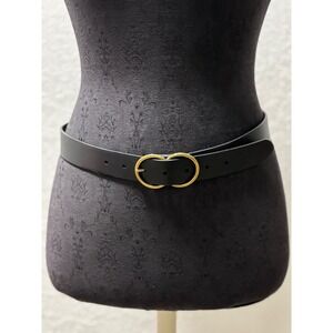 Jessica Simpson Womens Black Faux Leather Double Ring BuckleBeltSmall 13JG120Z13